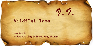 Világi Irma névjegykártya